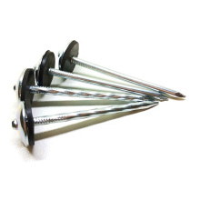 China Galvanized Low Carbon Umbrella Head Twisted Shank Galvanized Roofing Nail With Washer